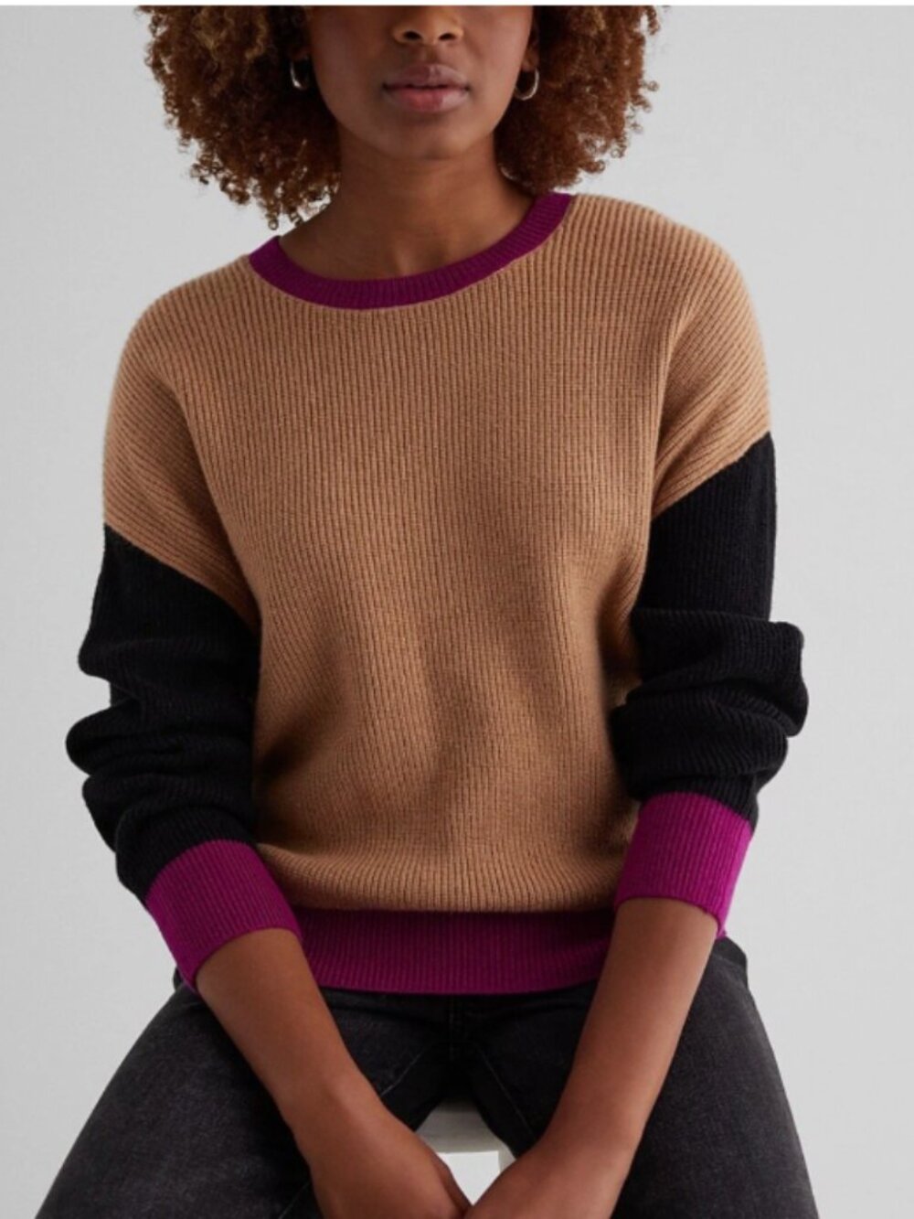 5/$10 - Express Oversized Colorblock Crew Neck Sweater Women's Small EUC